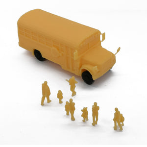 School Bus with Kids and Parents HO Scale 1:87